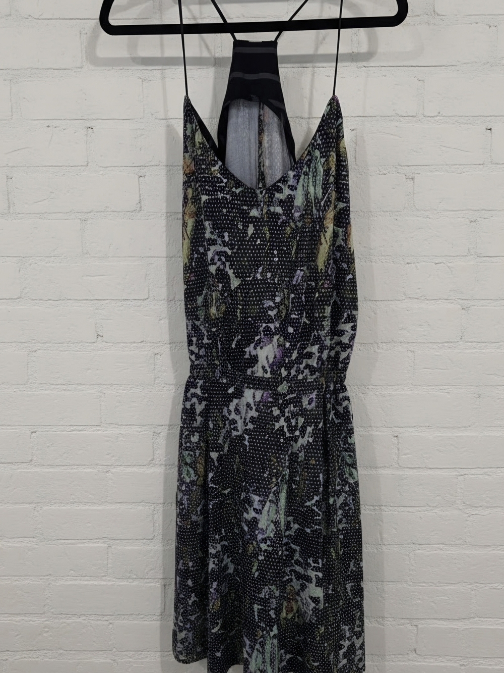 Lululemon Backless Abstract Print Mini Dress Purple Green PTP 18in